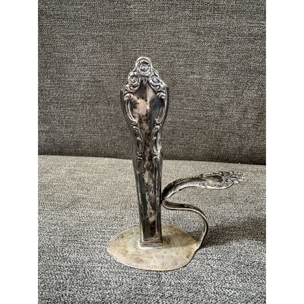 Flatware Bud Vase‎ Fabricated From Vintage Silverplated Spoon & Knife Vignette
